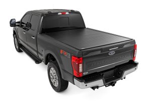 Ford F-250 Super Duty Hard Roll Up Cover - Rough Country - Low-Profile - Matte Black - '17-'24